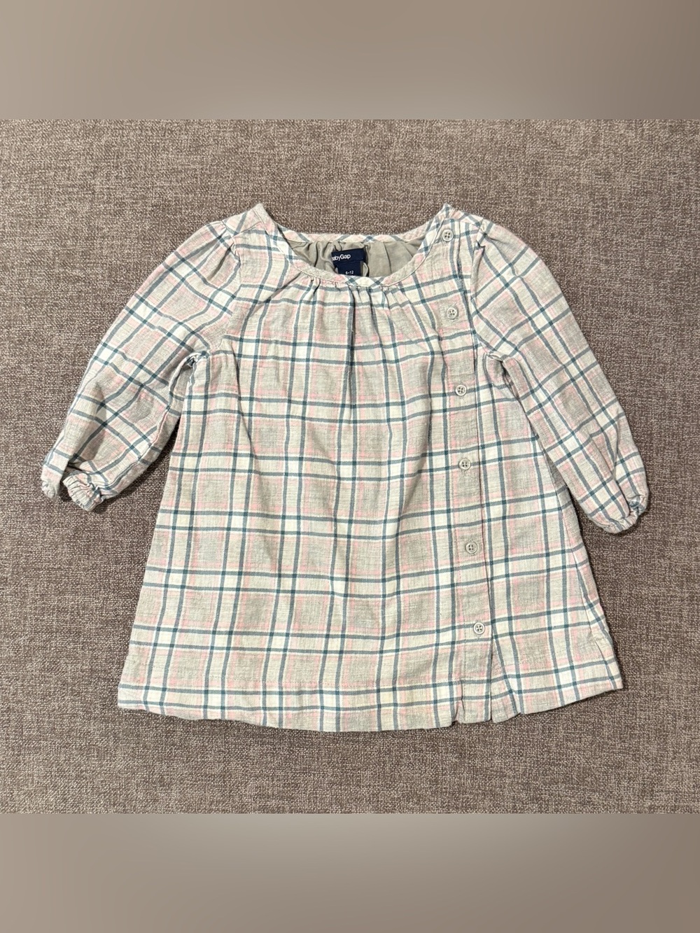 Baby GAP Plaid Button-Front Long Sleeve Dress - 6-12m